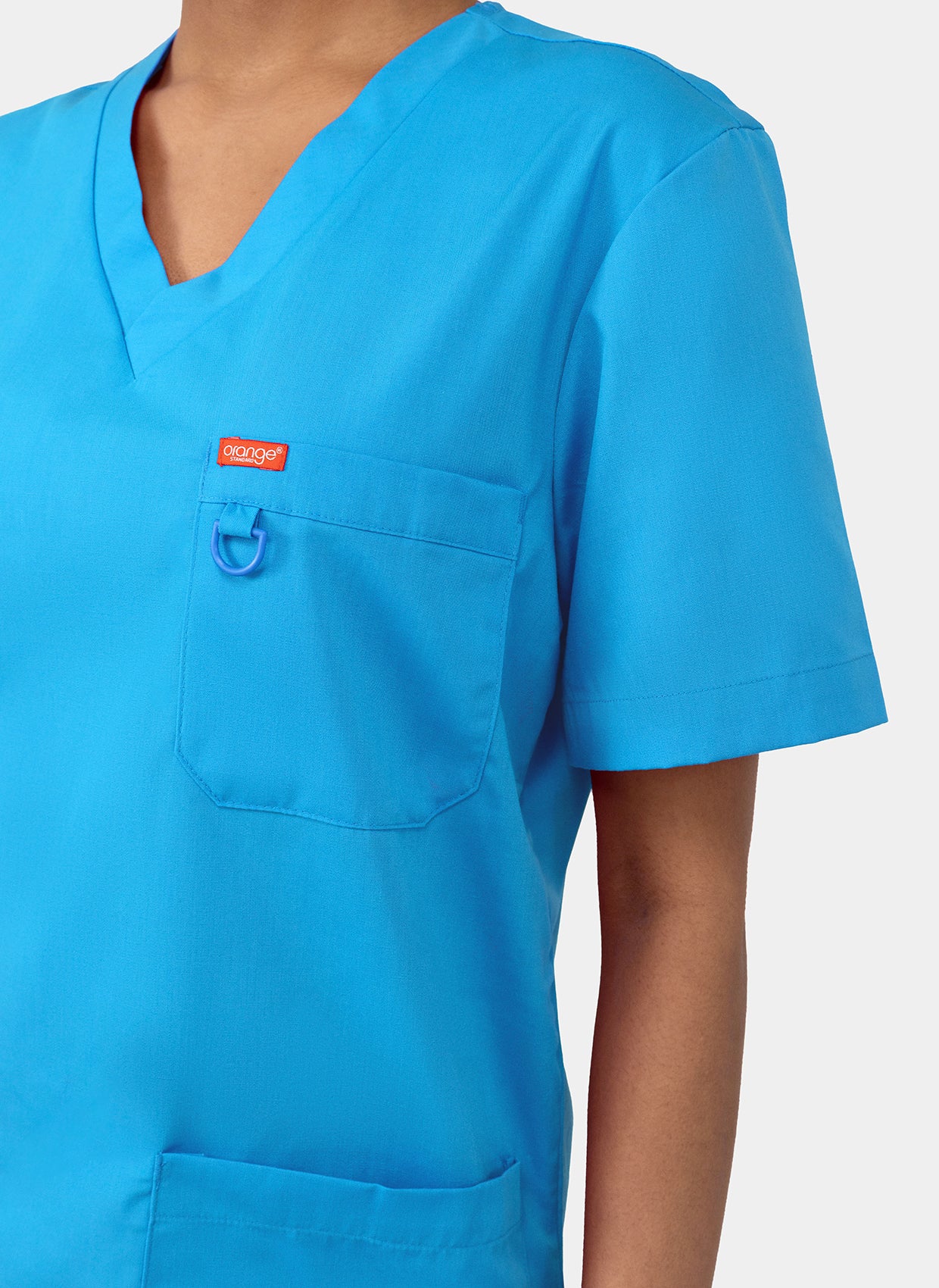 Unisex Orange Standard Balboa Scrub Top - Electric Blue - Image 3