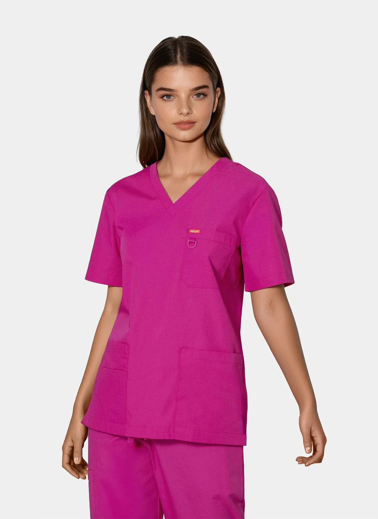 Unisex Orange Standard Balboa Scrub Top - Fierce Fuchsia - Image 3